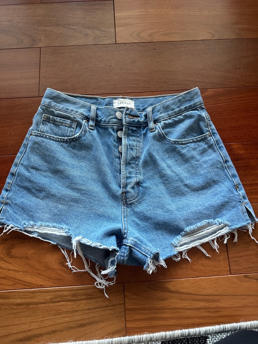 PacSun Light Blue High-Rise Distressed Denim Shorts